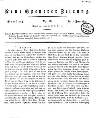 Neue Speyerer Zeitung Samstag 7. Juni 1817