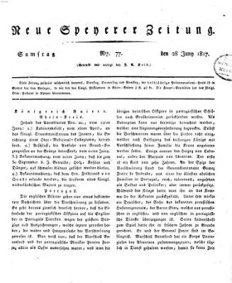 Neue Speyerer Zeitung Samstag 28. Juni 1817