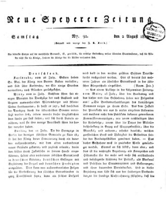 Neue Speyerer Zeitung Samstag 2. August 1817