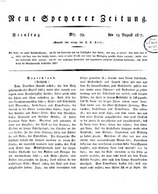 Neue Speyerer Zeitung Dienstag 19. August 1817
