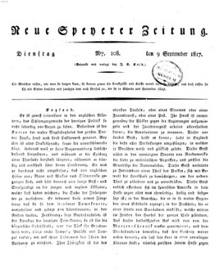 Neue Speyerer Zeitung Dienstag 9. September 1817