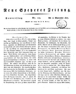 Neue Speyerer Zeitung Donnerstag 11. September 1817