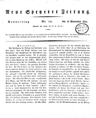 Neue Speyerer Zeitung Donnerstag 18. September 1817