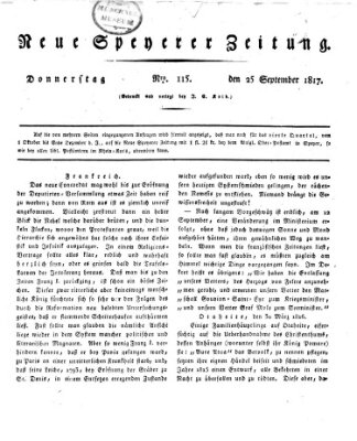 Neue Speyerer Zeitung Donnerstag 25. September 1817