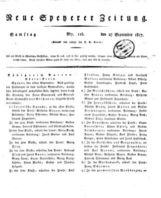 Neue Speyerer Zeitung Samstag 27. September 1817