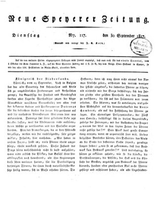 Neue Speyerer Zeitung Dienstag 30. September 1817