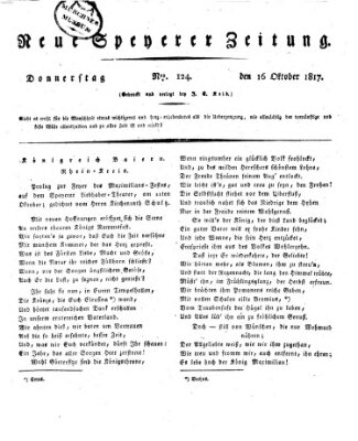 Neue Speyerer Zeitung Donnerstag 16. Oktober 1817