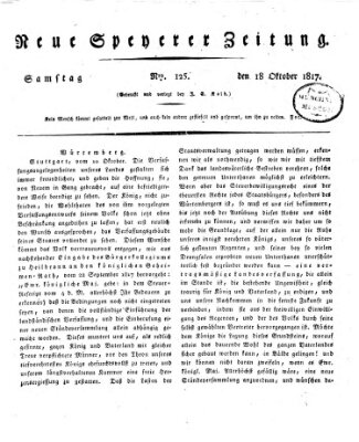 Neue Speyerer Zeitung Samstag 18. Oktober 1817