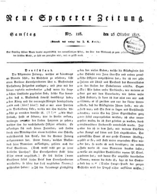 Neue Speyerer Zeitung Samstag 25. Oktober 1817