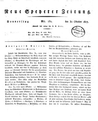 Neue Speyerer Zeitung Donnerstag 30. Oktober 1817