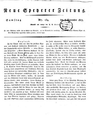 Neue Speyerer Zeitung Samstag 8. November 1817