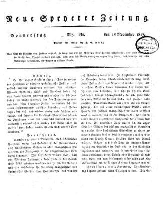 Neue Speyerer Zeitung Donnerstag 13. November 1817