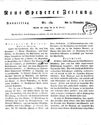 Neue Speyerer Zeitung Donnerstag 20. November 1817