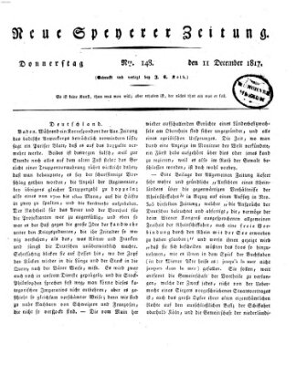 Neue Speyerer Zeitung Donnerstag 11. Dezember 1817