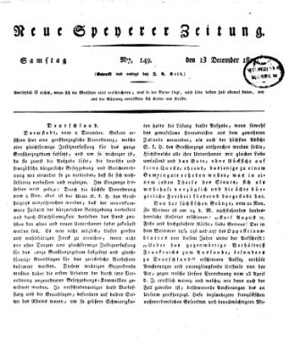 Neue Speyerer Zeitung Samstag 13. Dezember 1817