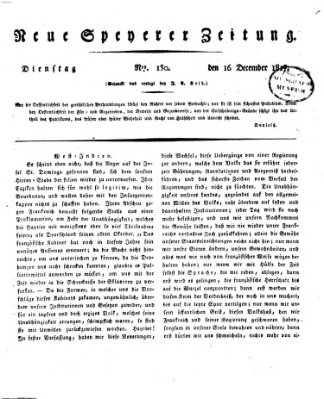 Neue Speyerer Zeitung Dienstag 16. Dezember 1817