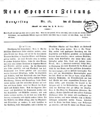 Neue Speyerer Zeitung Donnerstag 18. Dezember 1817