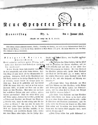 Neue Speyerer Zeitung Donnerstag 1. Januar 1818