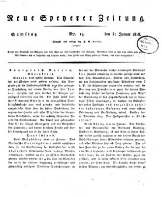 Neue Speyerer Zeitung Samstag 31. Januar 1818