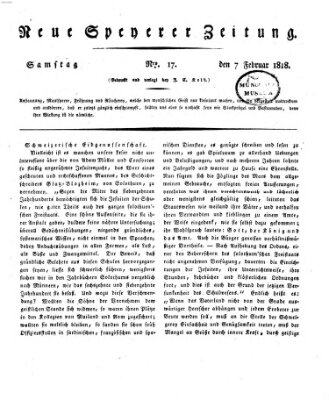 Neue Speyerer Zeitung Samstag 7. Februar 1818