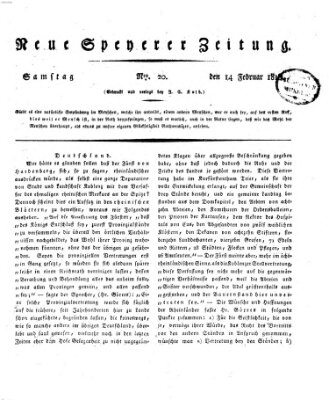 Neue Speyerer Zeitung Samstag 14. Februar 1818