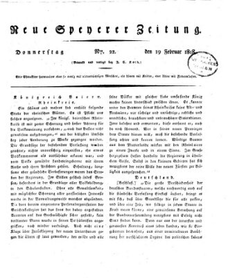 Neue Speyerer Zeitung Donnerstag 19. Februar 1818