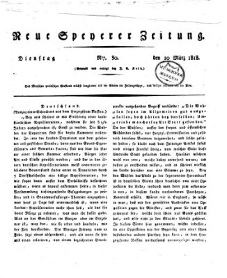 Neue Speyerer Zeitung Dienstag 10. März 1818