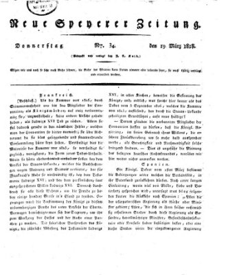 Neue Speyerer Zeitung Donnerstag 19. März 1818