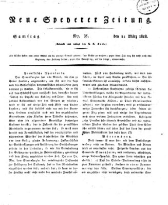 Neue Speyerer Zeitung Samstag 21. März 1818