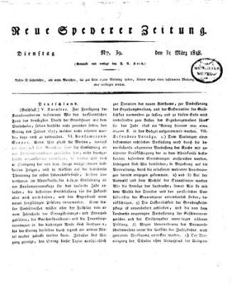 Neue Speyerer Zeitung Dienstag 31. März 1818