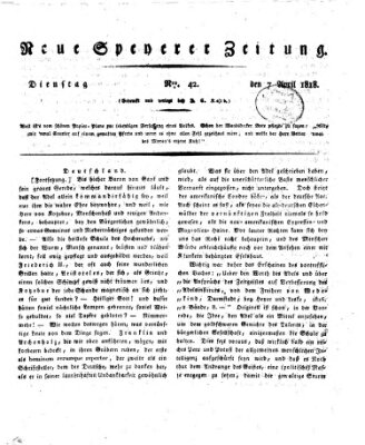 Neue Speyerer Zeitung Dienstag 7. April 1818