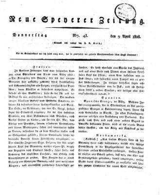 Neue Speyerer Zeitung Donnerstag 9. April 1818