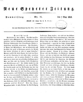 Neue Speyerer Zeitung Donnerstag 7. Mai 1818