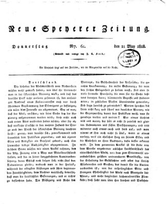 Neue Speyerer Zeitung Donnerstag 21. Mai 1818