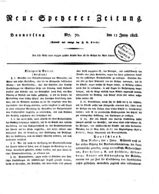 Neue Speyerer Zeitung Donnerstag 11. Juni 1818