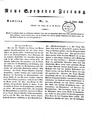 Neue Speyerer Zeitung Samstag 13. Juni 1818