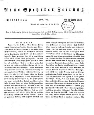 Neue Speyerer Zeitung Donnerstag 18. Juni 1818