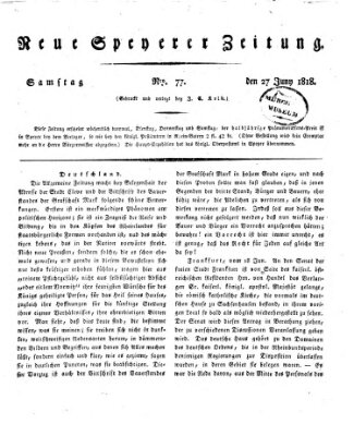 Neue Speyerer Zeitung Samstag 27. Juni 1818