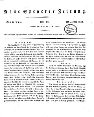 Neue Speyerer Zeitung Samstag 4. Juli 1818