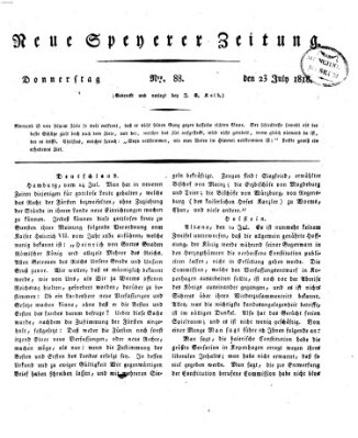 Neue Speyerer Zeitung Donnerstag 23. Juli 1818