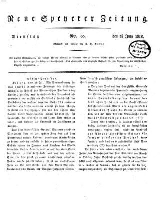 Neue Speyerer Zeitung Dienstag 28. Juli 1818