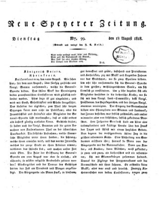 Neue Speyerer Zeitung Dienstag 18. August 1818