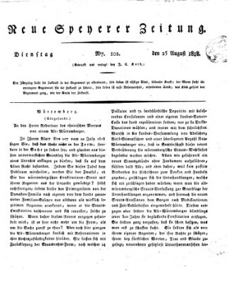 Neue Speyerer Zeitung Dienstag 25. August 1818