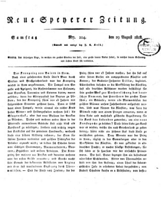 Neue Speyerer Zeitung Samstag 29. August 1818