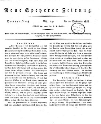 Neue Speyerer Zeitung Thursday 10. September 1818