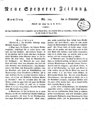 Neue Speyerer Zeitung Samstag 12. September 1818