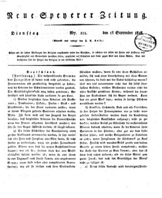 Neue Speyerer Zeitung Dienstag 15. September 1818