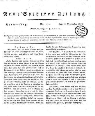 Neue Speyerer Zeitung Donnerstag 17. September 1818