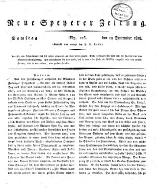 Neue Speyerer Zeitung Samstag 19. September 1818