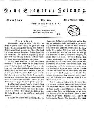 Neue Speyerer Zeitung Samstag 3. Oktober 1818